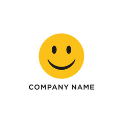 Fototapeta premium Smiling Yellow Face with Black Eyes and Mouth for Company Logo.