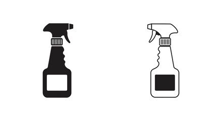Two spray bottle icons shown in contrasting black and white designs