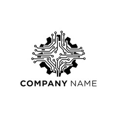 Technology Gear Circuit Logo Design - A Fusion of Mechanical and Digital Innovation.