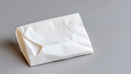 White Wrapped Package on Gray Background, Minimalist Aesthetic, Soft Lighting