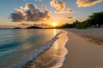 Golden Sunset on a Tropical Beach Paradise