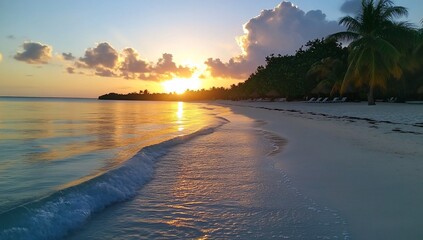 Golden Sunset on a Tropical Beach Paradise