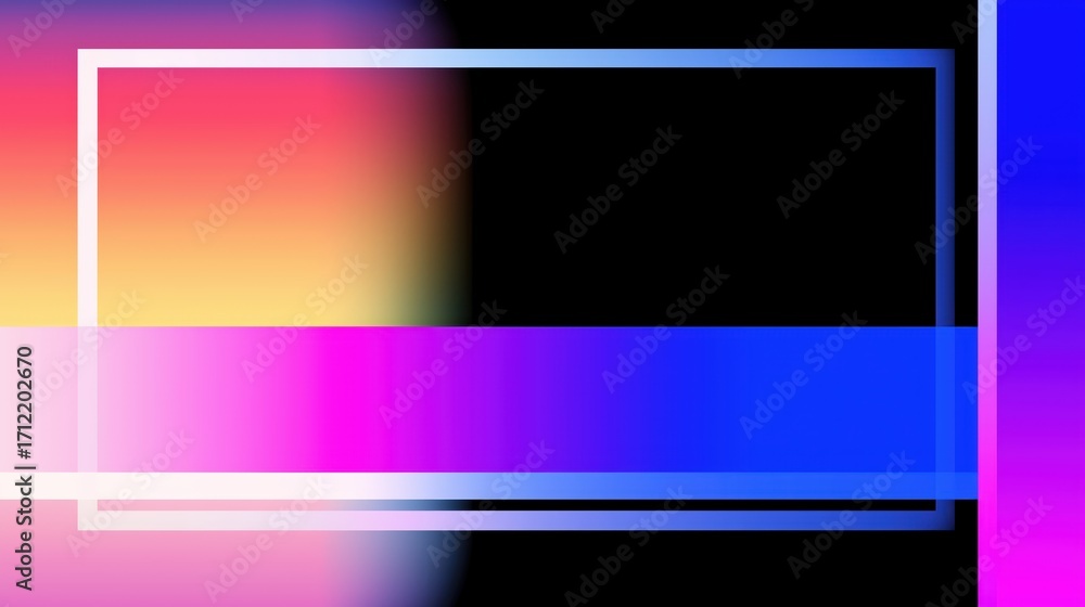 Poster geometric color field: a vivid and dynamic artwork, featuring a multi-colored gradient background ov