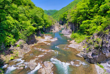 栃木県日光市　龍王峡を流れる鬼怒川