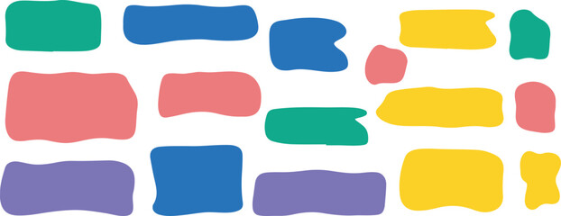 Colorful Abstract Brush Shapes &ndash; Hand-painted, Creative, Artistic, Symbol, Elements, Cartoon, Painted, Design, Stroke, Colorful, Fun, Icon, Marker, Set, Vector, Flat, Brush, Abstract

