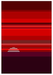 Abstract sunset illustration with red gradient stripes and a minimal white sun. Perfect for backgrounds, posters, modern artwork, and graphic design projects.