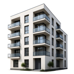 Fototapeta premium Modern Apartment Building with Glass Balconies, Exterior View