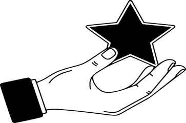 Reward icon Vector. Hand Holding a Star Charity concept illustration
