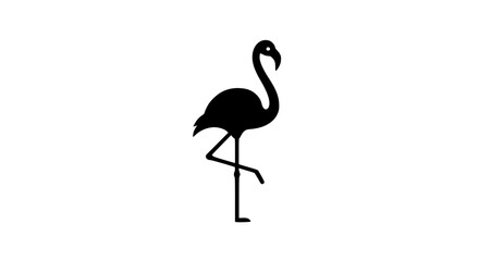 Fototapeta premium Flamingo standing tall black white icon