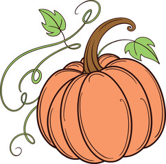 Autumn pumpkin Vector File,  Fall harvest Design File, Flat pumpkin design