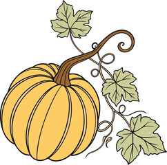 Autumn pumpkin Vector File,  Fall harvest Design File, Flat pumpkin design