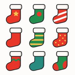 Christmas Stockings Set with Festive Patterns for Holiday Decoration