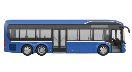 Isolated Blue Bus Vehicle, Public Transportation and Urban Transport, modern long shape model