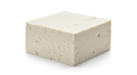 Fresh block of tofu isolated on white background.
