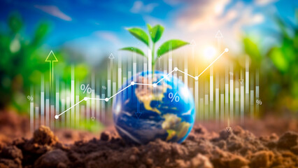 Stock market business and exchange financial growth graph. Business chart data graph diagram, business trading graph investment growth, global trend arrow up and down.