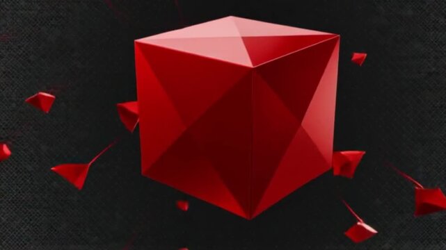 Origami paper art with red polygonal shapes of a crane, dragon, and heart