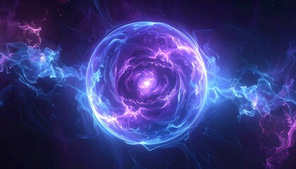 Stunning cosmic energy sphere swirling with vibrant blues and purples for captivating modern design projects or visionary technology concepts