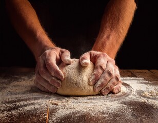 hands kneading dough