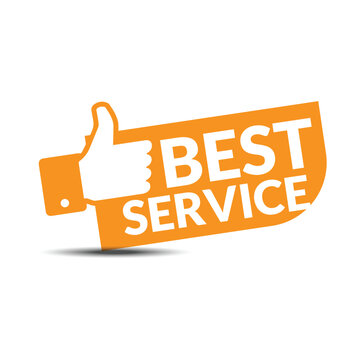 Best Service Label With Thumb Up