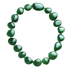 Exquisite Jade Necklace on White Background - Green Gemstone Jewelry