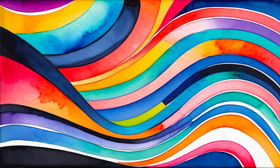 Obraz premium Bright multicolored wavy stripes background, abstract pattern
