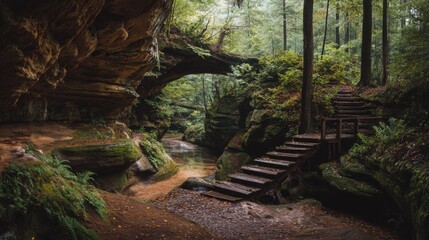 Photos of lesser-known, unique places. A detail of a magnificent forest landscape with the touch of a human hand incorporated into it.