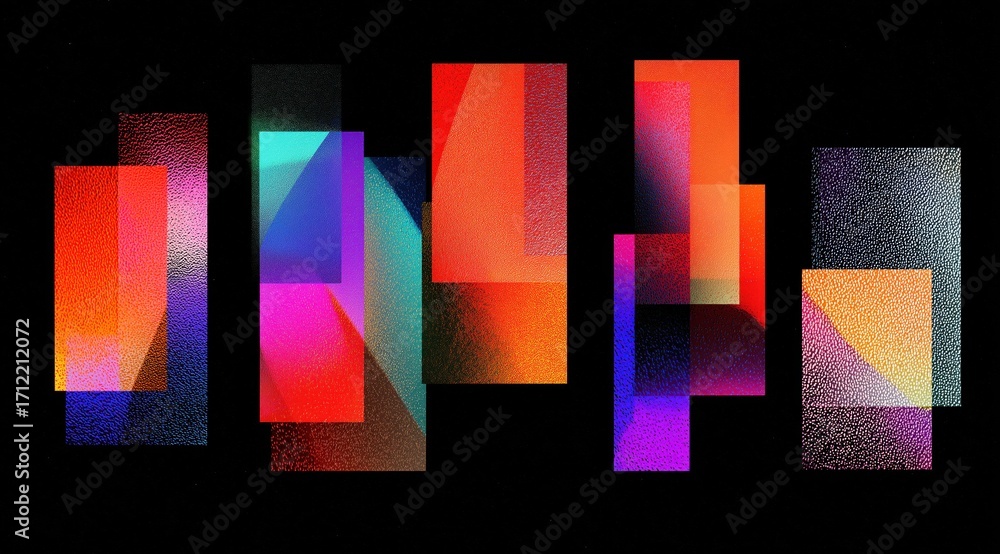 Poster geometric color blocks: an abstract artwork that combines the vibrant interplay of colors and shapes