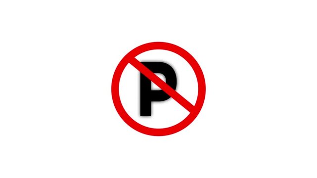 No parking icon animation symbol black color text on white background.Animated icon no parking background.