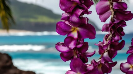 Tropical orchid blooms coastal paradise nature photography lush environment close-up view serenity concept