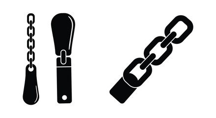 Black silhouette icons of a chain zipper and linked chain elements
