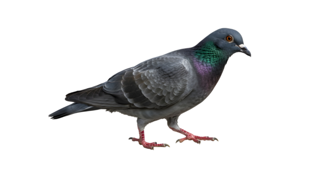 Gray pigeon bird standing isolated PNG with Transparent Background - Powered by Adobe