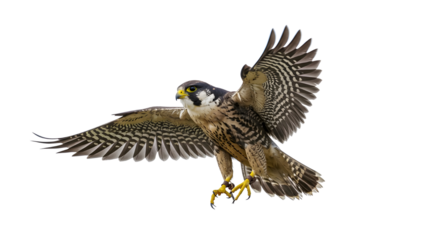 Peregrine falcon in flight with wings spread isolated PNG with Transparent Background
