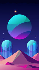 Holographic Glass Dunes Orbiting Neon Moons