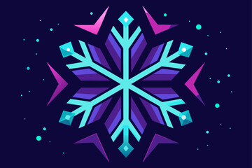 Luminous Crystal Snowflakes Glowing in Neon Arcs