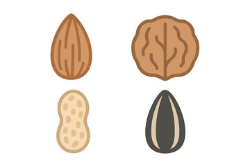 Diverse assortment of healthy nuts and seeds, featuring almond, walnut, peanut, and sunflower seed varieties