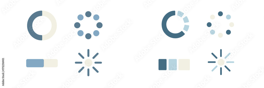 Aufkleber modern collection of user interface loading and progress indicators, including circular spinners, se