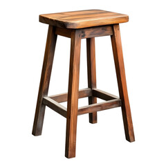 Modern Wooden Bar Stool Isolated on White Background for Interior Design Projects