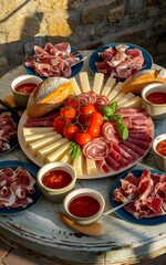 Table with Mediterranean appetizers