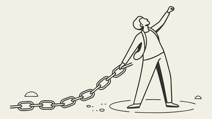 Person Breaking Free from Chains Symbolizing Liberation and Overcoming Obstacles