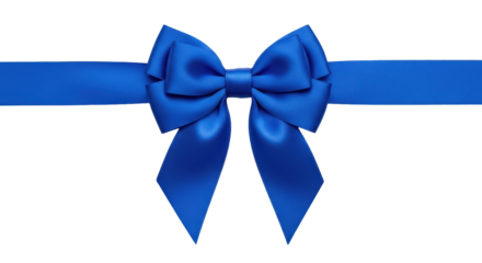 Isolated Blue Ribbon Bow, Gift Decoration, Decorative Element, Silk Ribbon, Elegant Design