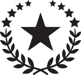 Obraz premium Silhouette vector of star wreath emblem, ideal for holiday, celebration, and decorative designs.