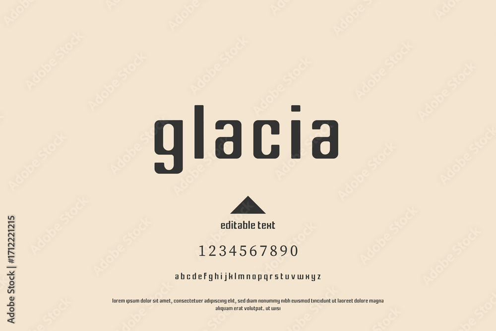 Poster modern sans serif font sample with text and numbers on a neutral background