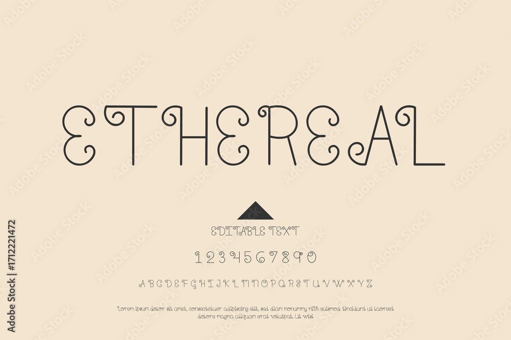 Poster ethereal text with decorative swirls and subtle geometric shapes