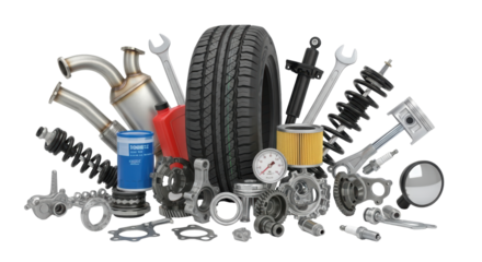 Isolated Car Parts Variety Ready for Installation and Service Ready for Your Next Repair Job