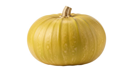 Isolated yellow pumpkin for fall harvest celebration and autumn decoration concept.