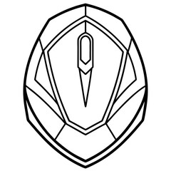 Minimalist illustration of a stylized shield with geometric shapes in a black outline on a white background design vector