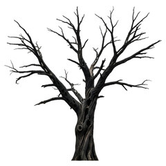 Fototapeta premium Dead tree illustration stark branches dark trunk.