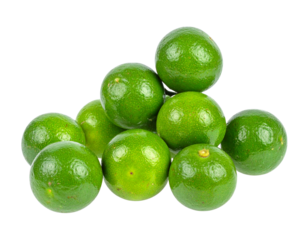  Whole Fresh Calamansi Fruits with Smooth Green Skin, Isolated on Transparent Background