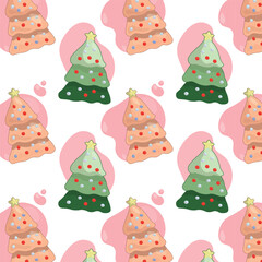 christmas, tree, holiday, vector, illustration, winter, decoration, xmas, celebration, snow, star, design, card, set, christmas tree, gift, season, art, snowflake, merry, ornament, green, december, ca