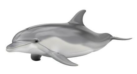 Isolated gray dolphin, sea creature, swimming underwater, mammal with dorsal fin on the ocean